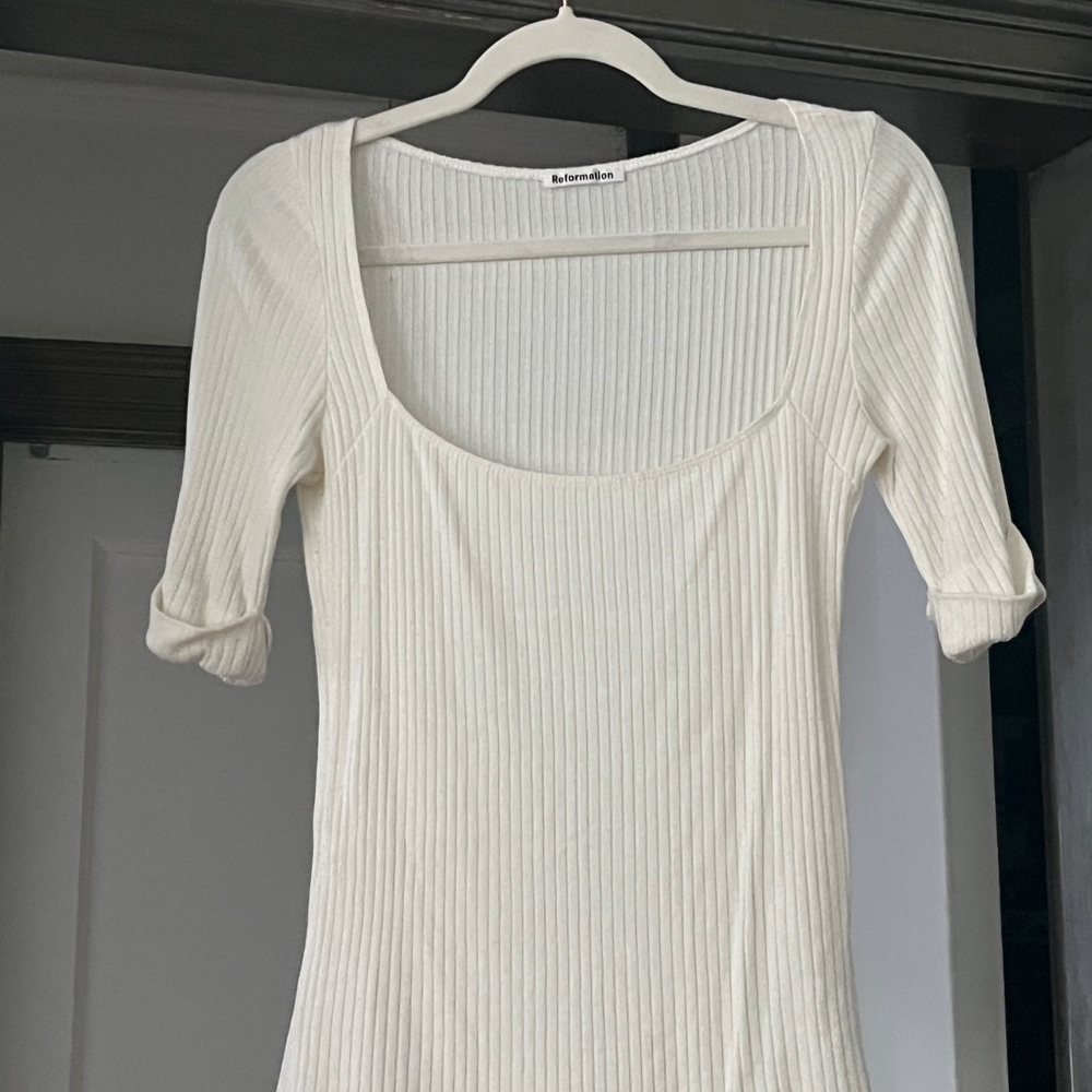 Reformation White Ribbed Women's Top